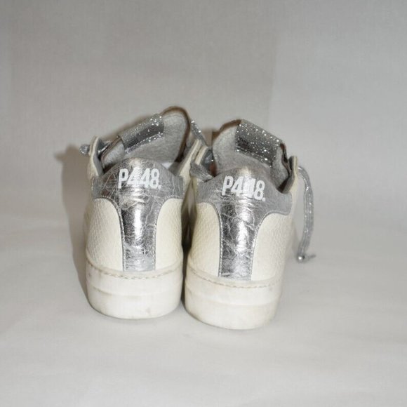 New! P448 John Leopard Tongue Low Top White Street Sneaker 38 EU 8 US DD347 - Picture 6 of 7